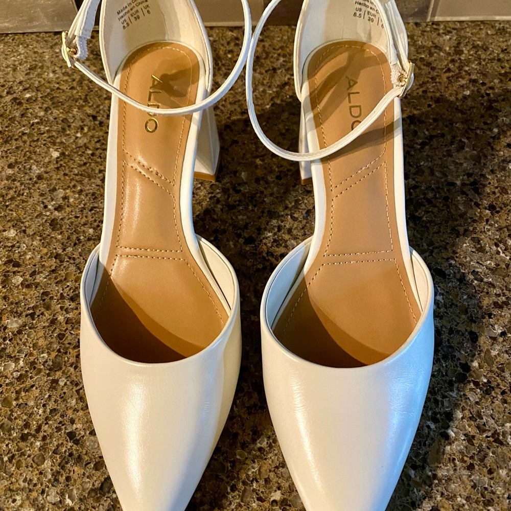Aldo White Ankle Strap Heels